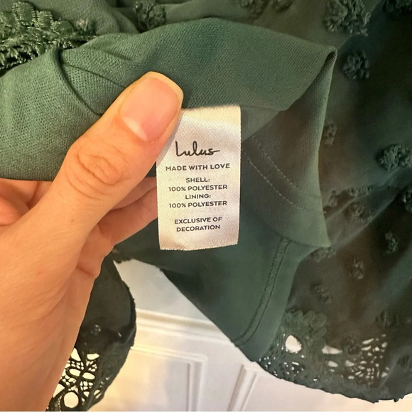Lulus Love Or Lust Embroidered Lace Long Sleeve Emerald Green Size Small - Picture 12 of 13